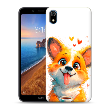 Силиконовый чехол на Xiaomi RedMi 7A с принтом корги Силиконовый чехол на Xiaomi RedMi 7A с принтом корги