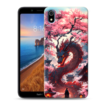 Силиконовый чехол на Xiaomi RedMi 7A с принтом Дракон Японский Силиконовый чехол на Xiaomi RedMi 7A с принтом Дракон Японский