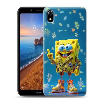 Силиконовый чехол на Xiaomi RedMi 7A с принтом Спанч боб Спанчбоб Силиконовый чехол на Xiaomi RedMi 7A с принтом Спанч боб Спанчбоб