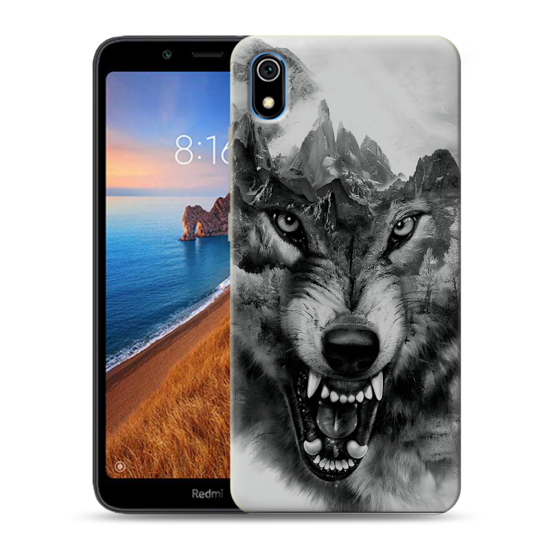 Силиконовый противоударный чехол на Xiaomi RedMi 7A с принтом Волк Силиконовый противоударный чехол на Xiaomi RedMi 7A с принтом Волк