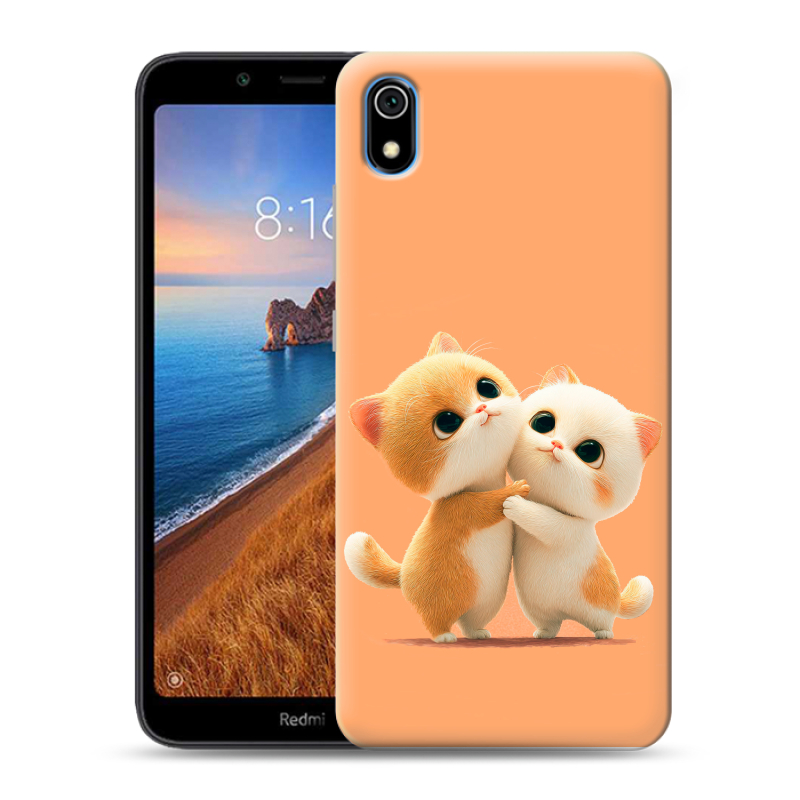 Силиконовый чехол на Xiaomi RedMi 7A с принтом Милые котики Силиконовый чехол на Xiaomi RedMi 7A с принтом Милые котики
