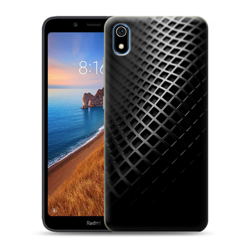 Силиконовый противоударный чехол на Xiaomi RedMi 7A с принтом Текстура металла Силиконовый противоударный чехол на Xiaomi RedMi 7A с принтом Текстура металла