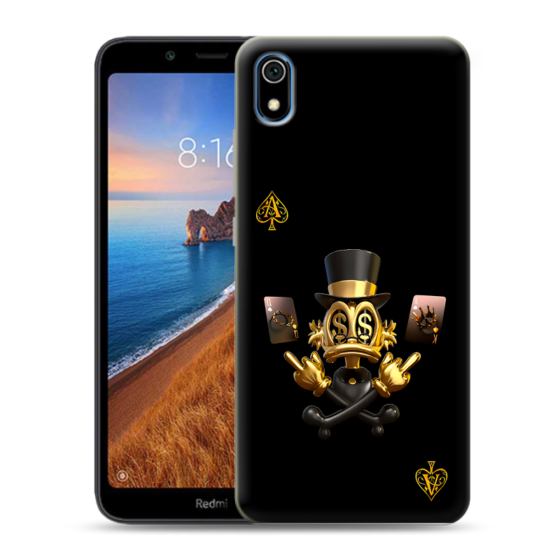 Силиконовый противоударный чехол на Xiaomi RedMi 7A с принтом Золотой скрудж макдак Силиконовый противоударный чехол на Xiaomi RedMi 7A с принтом Золотой скрудж макдак