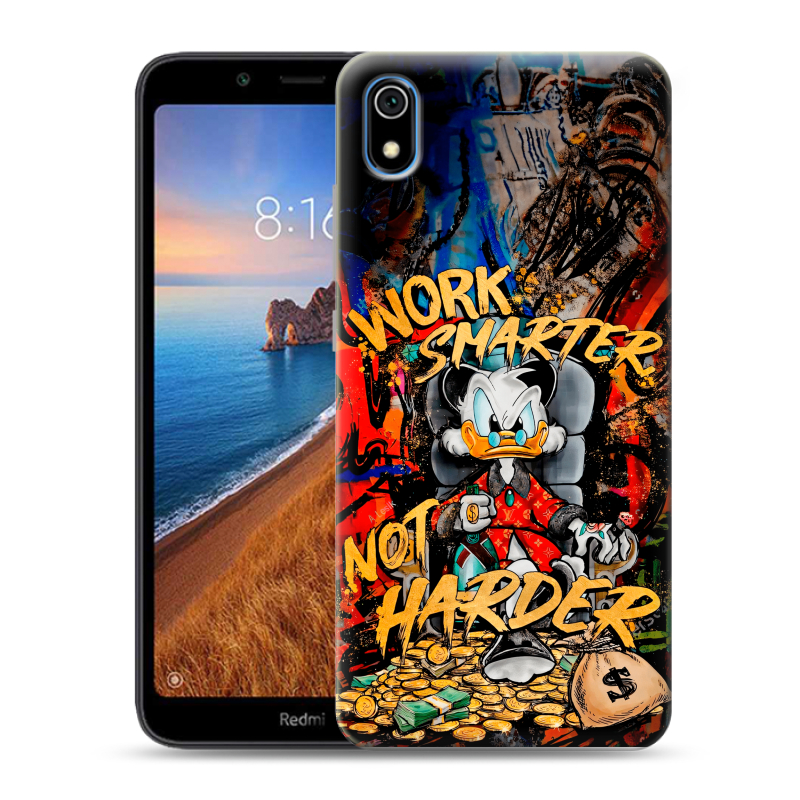 Силиконовый чехол на Xiaomi RedMi 7A с принтом Дональд Дак Деньги Силиконовый чехол на Xiaomi RedMi 7A с принтом Дональд Дак Деньги