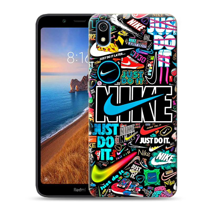Пластиковый чехол на Xiaomi RedMi 7A с принтом найк nike черный Пластиковый чехол на Xiaomi RedMi 7A с принтом найк nike черный
