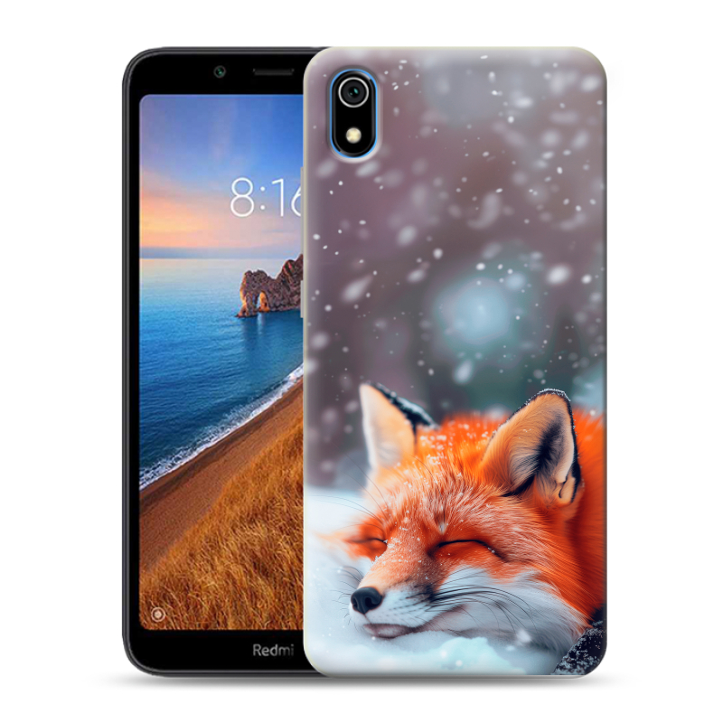 Силиконовый противоударный чехол на Xiaomi RedMi 7A с принтом лиса Силиконовый противоударный чехол на Xiaomi RedMi 7A с принтом лиса