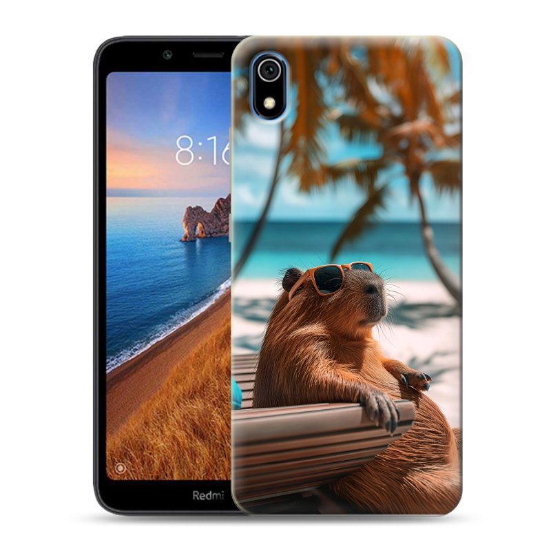 Пластиковый чехол на Xiaomi RedMi 7A с принтом Капибара Пластиковый чехол на Xiaomi RedMi 7A с принтом Капибара