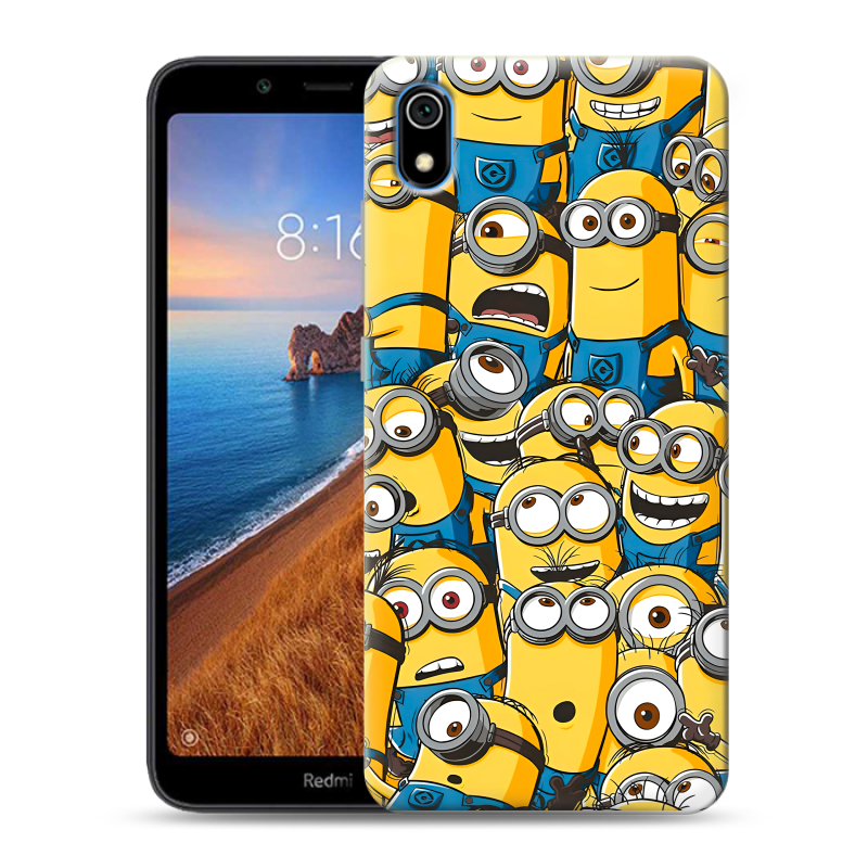 Силиконовый противоударный чехол на Xiaomi RedMi 7A с принтом Миньоны Силиконовый противоударный чехол на Xiaomi RedMi 7A с принтом Миньоны