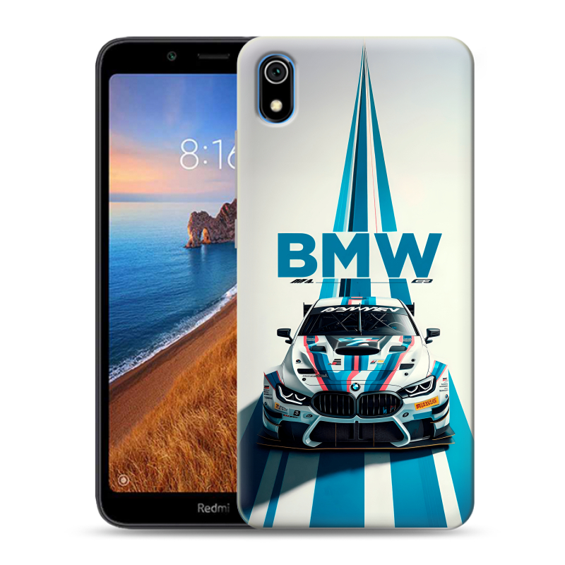 Силиконовый противоударный чехол на Xiaomi RedMi 7A с принтом БМВ BMW Силиконовый противоударный чехол на Xiaomi RedMi 7A с принтом БМВ BMW