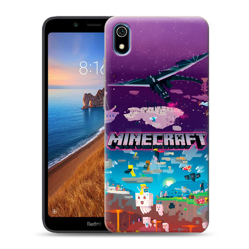 Силиконовый чехол на Xiaomi RedMi 7A с принтом Майнкрафт Minecraft Силиконовый чехол на Xiaomi RedMi 7A с принтом Майнкрафт Minecraft