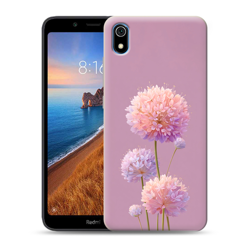 Силиконовый противоударный чехол на Xiaomi RedMi 7A с принтом Цветы Силиконовый противоударный чехол на Xiaomi RedMi 7A с принтом Цветы