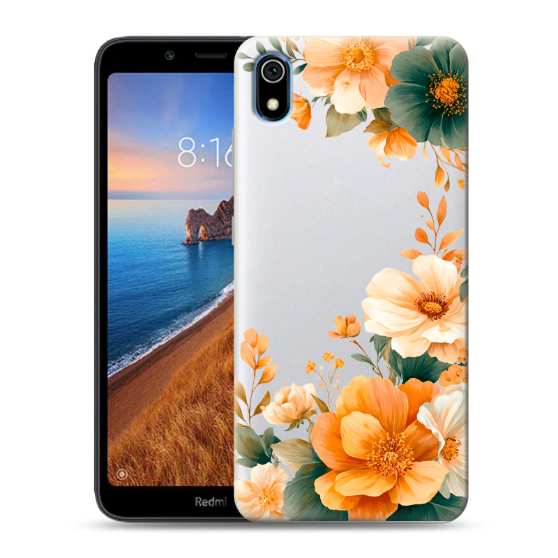 Силиконовый противоударный чехол на Xiaomi RedMi 7A с принтом Цветы принт Силиконовый противоударный чехол на Xiaomi RedMi 7A с принтом Цветы принт