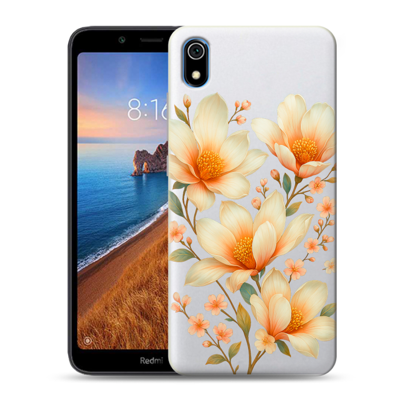 Силиконовый противоударный чехол на Xiaomi RedMi 7A с принтом Цветы Силиконовый противоударный чехол на Xiaomi RedMi 7A с принтом Цветы