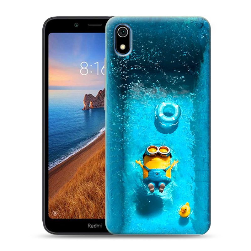 Силиконовый противоударный чехол на Xiaomi RedMi 7A с принтом Миньоны Силиконовый противоударный чехол на Xiaomi RedMi 7A с принтом Миньоны