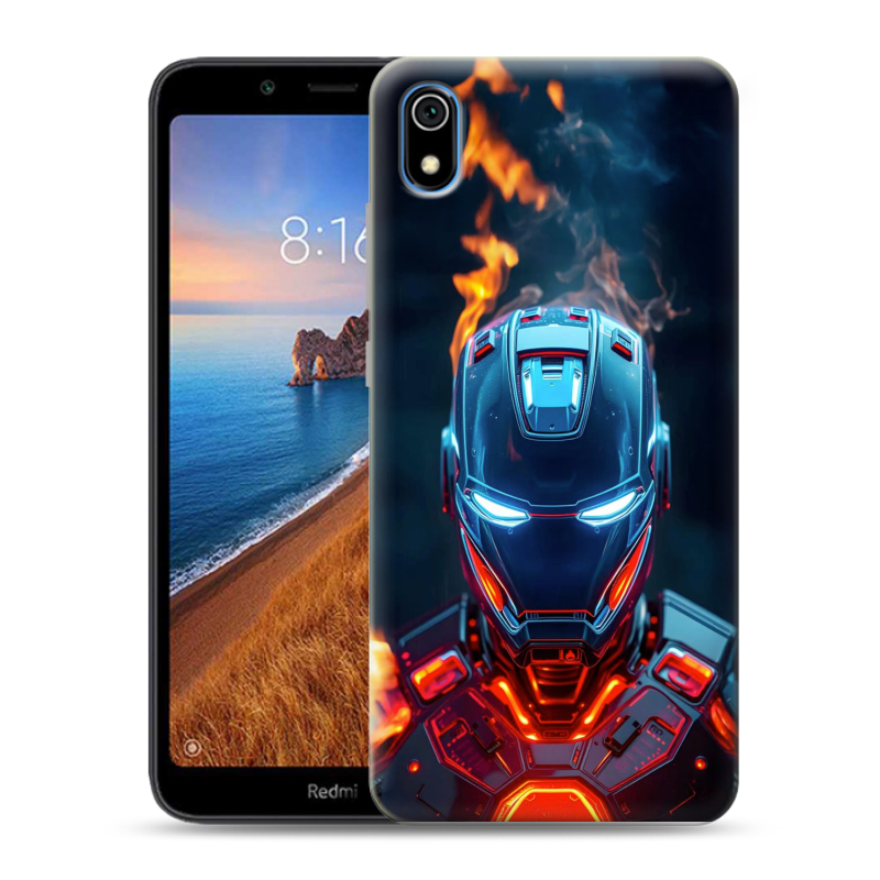 Силиконовый противоударный чехол на Xiaomi RedMi 7A с принтом IronMan Железный человек Силиконовый противоударный чехол на Xiaomi RedMi 7A с принтом IronMan Железный человек