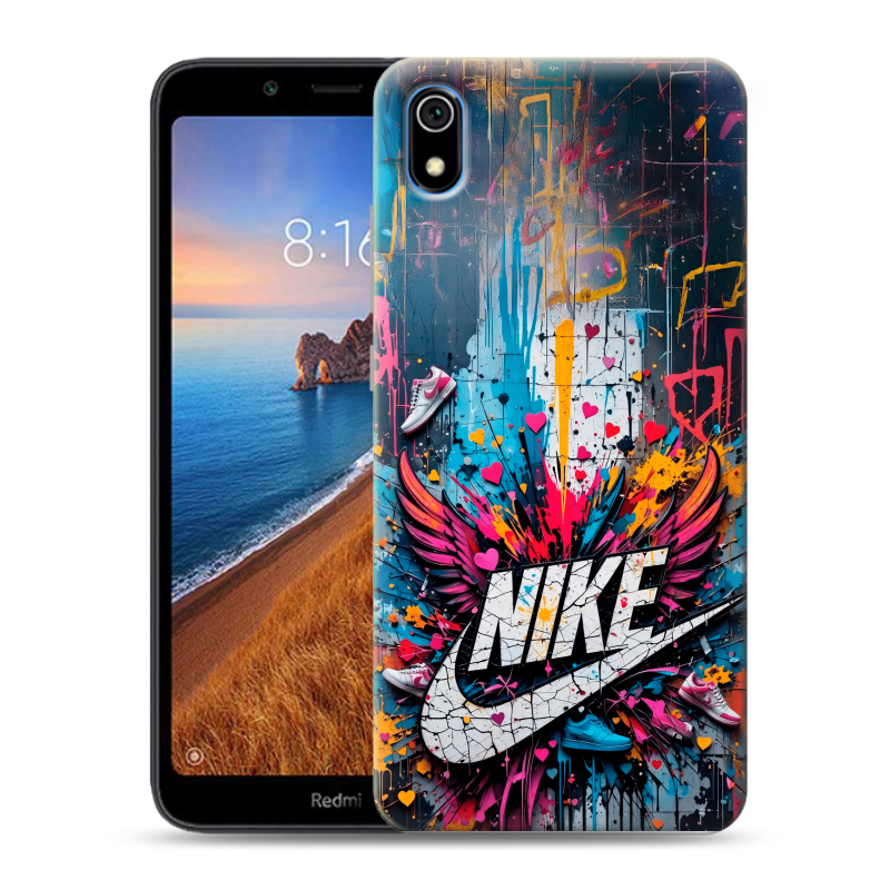 Силиконовый противоударный чехол на Xiaomi RedMi 7A с принтом Nike Найк Силиконовый противоударный чехол на Xiaomi RedMi 7A с принтом Nike Найк