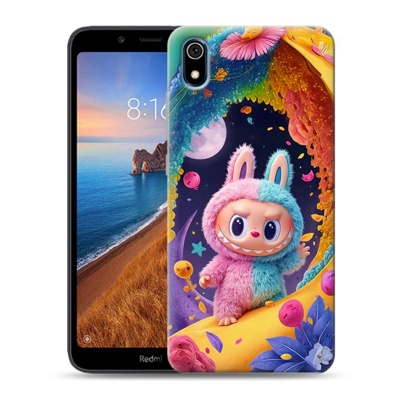 Силиконовый противоударный чехол на Xiaomi RedMi 7A с принтом Labubu Лабубу Силиконовый противоударный чехол на Xiaomi RedMi 7A с принтом Labubu Лабубу