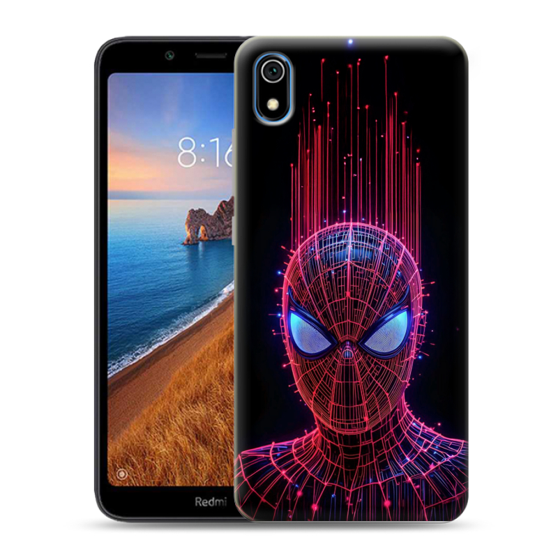 Силиконовый противоударный чехол на Xiaomi RedMi 7A с принтом Spiderman Человек паук Силиконовый противоударный чехол на Xiaomi RedMi 7A с принтом Spiderman Человек паук