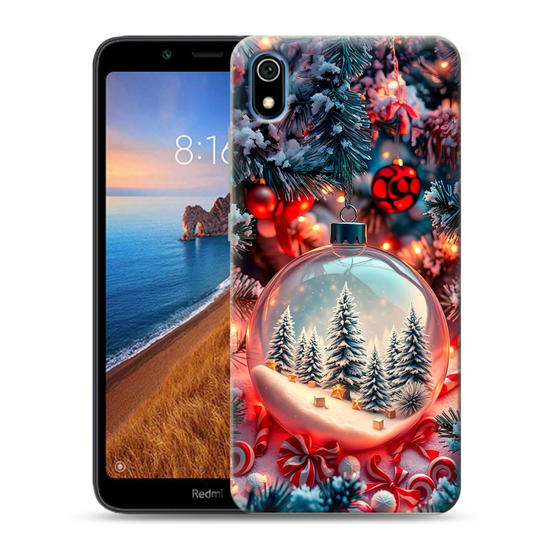 Силиконовый чехол на Xiaomi RedMi 7A с принтом Новый год Силиконовый чехол на Xiaomi RedMi 7A с принтом Новый год