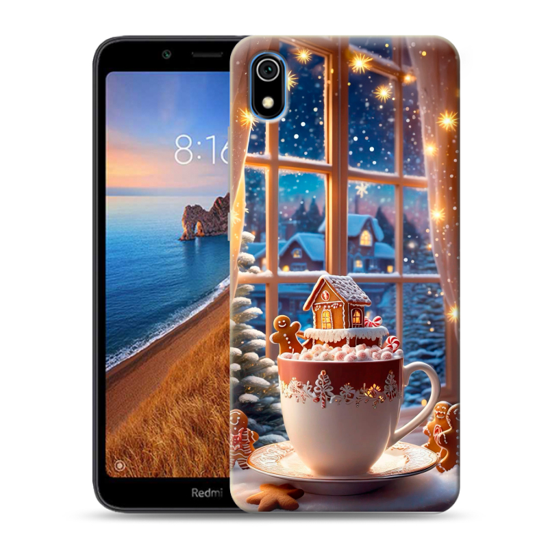 Силиконовый противоударный чехол на Xiaomi RedMi 7A с принтом Новый год Силиконовый противоударный чехол на Xiaomi RedMi 7A с принтом Новый год