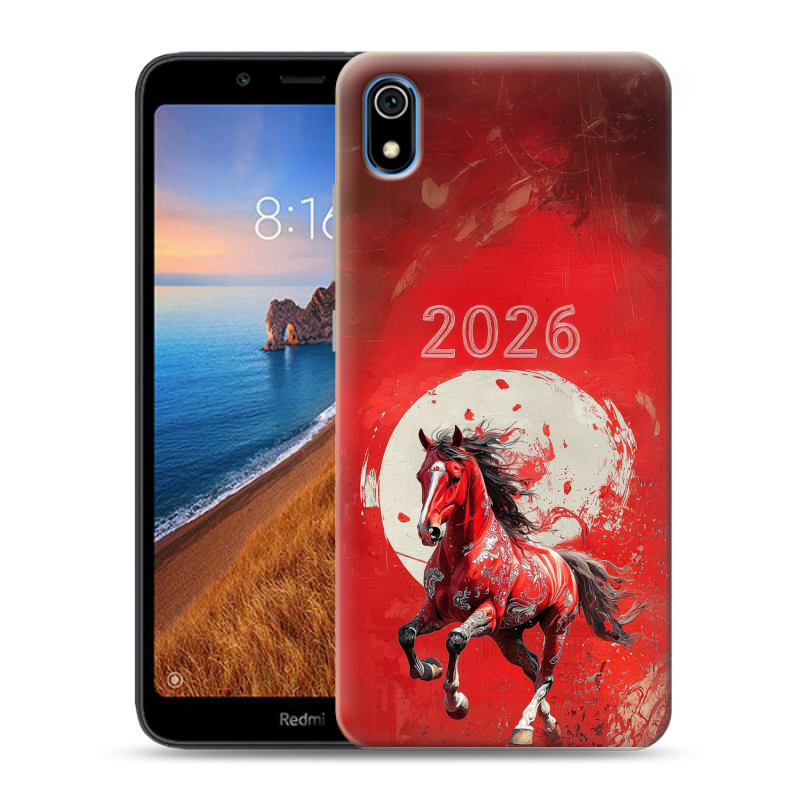 Пластиковый чехол на Xiaomi RedMi 7A с принтом Новый год Пластиковый чехол на Xiaomi RedMi 7A с принтом Новый год