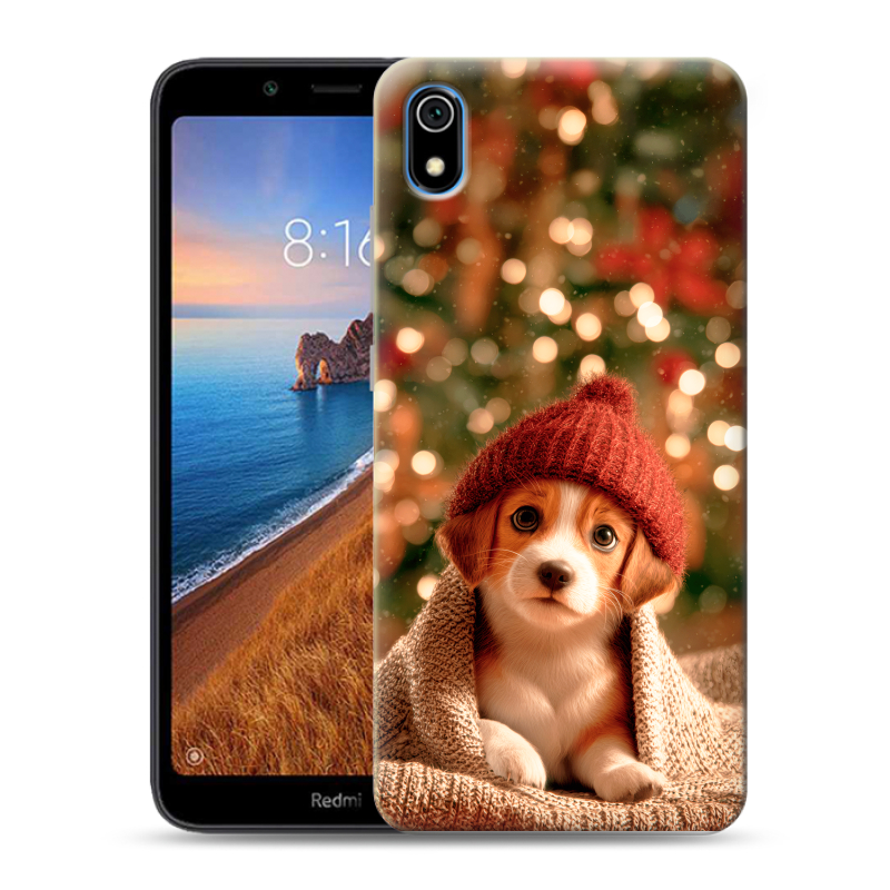 Силиконовый противоударный чехол на Xiaomi RedMi 7A с принтом Новый год Силиконовый противоударный чехол на Xiaomi RedMi 7A с принтом Новый год