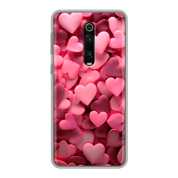 Силиконовый чехол на Xiaomi RedMi K20 с принтом розовые сердечки