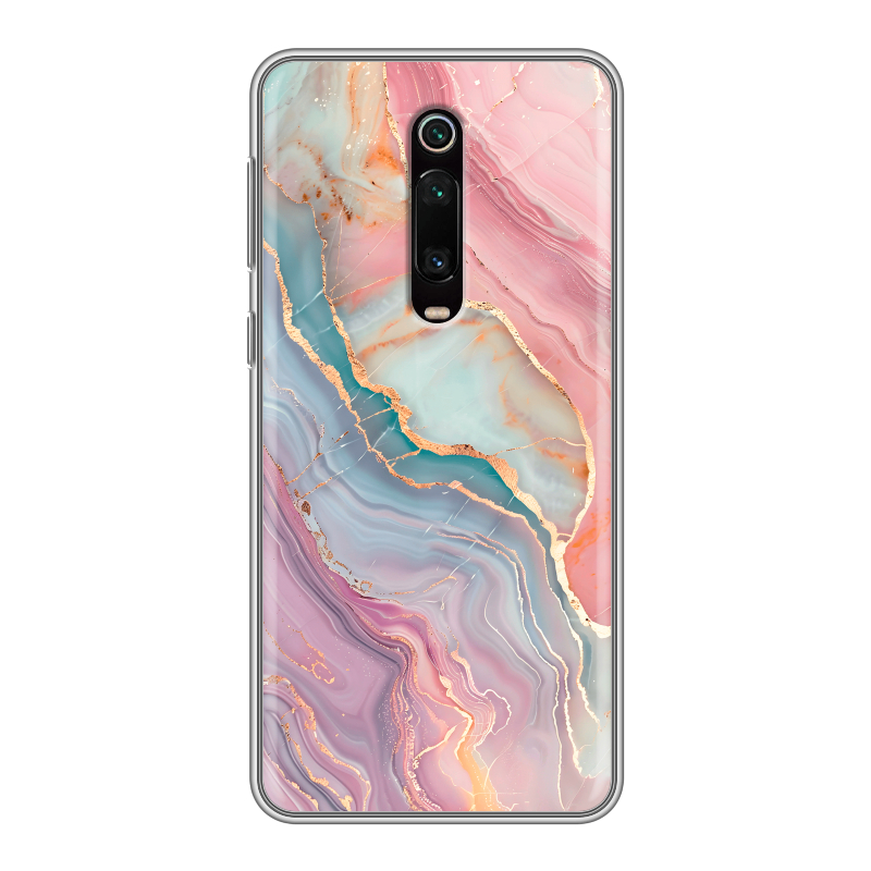 Силиконовый чехол на Xiaomi RedMi K20 с принтом розовый мрамор Силиконовый чехол на Xiaomi RedMi K20 с принтом розовый мрамор
