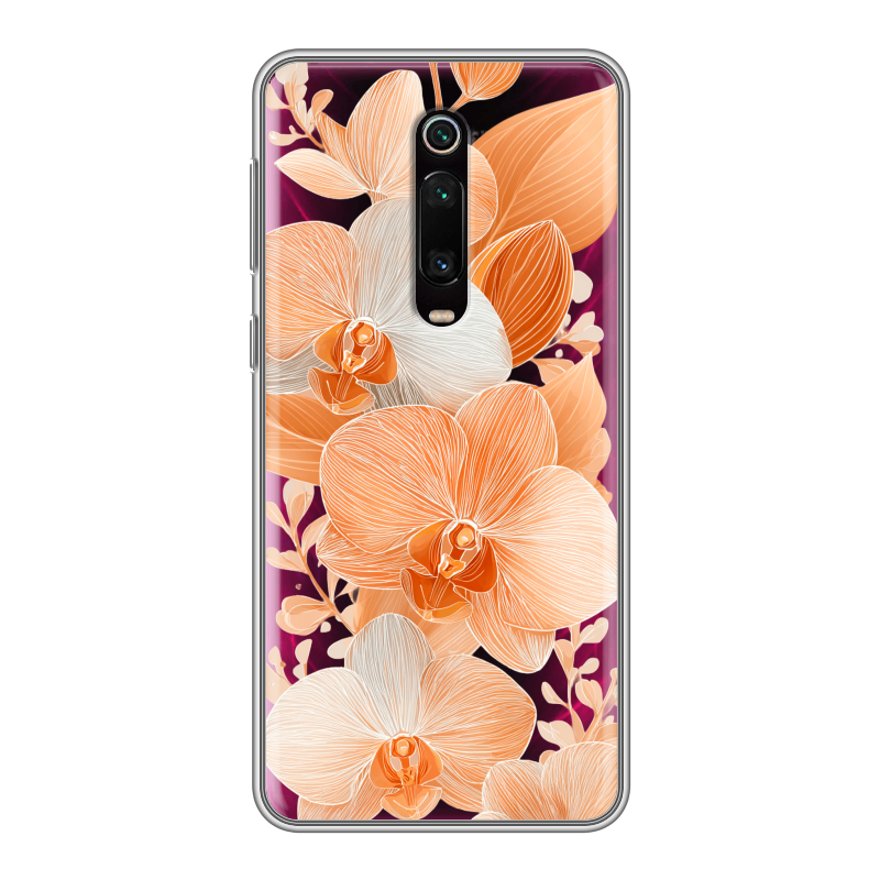 Силиконовый чехол на Xiaomi RedMi K20 с принтом Бежевые цветы Силиконовый чехол на Xiaomi RedMi K20 с принтом Бежевые цветы