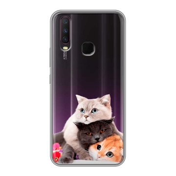 Силиконовый чехол на Vivo Y17 с принтом Кошки Силиконовый чехол на Vivo Y17 с принтом Кошки