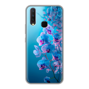 Силиконовый чехол на Vivo Y17 с принтом голубые орхидеи