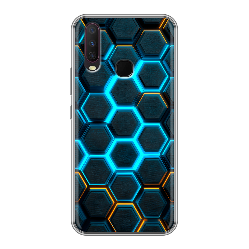 Пластиковый чехол на Vivo Y17 с принтом Неоновые соты Пластиковый чехол на Vivo Y17 с принтом Неоновые соты