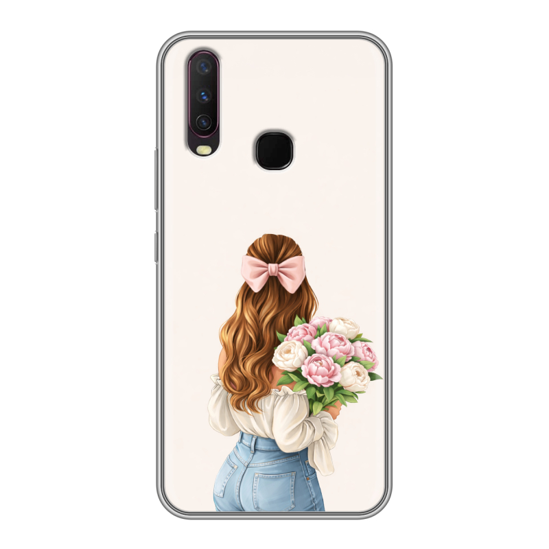 Силиконовый противоударный чехол на Vivo Y17 с принтом женский Силиконовый противоударный чехол на Vivo Y17 с принтом женский