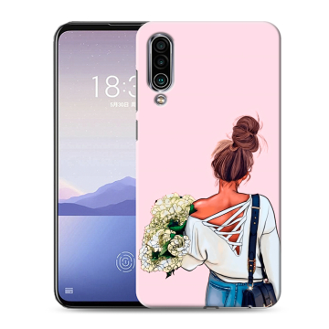Силиконовый чехол на Meizu 16Xs с принтом Девушка и букет