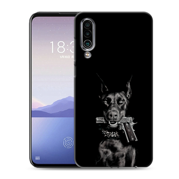 Силиконовый чехол на Meizu 16Xs с принтом Доберман и пистолет