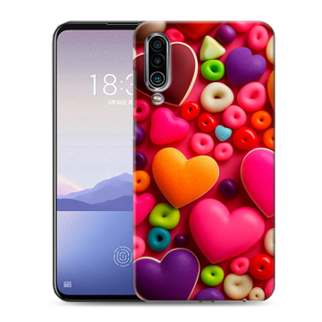 Силиконовый чехол на Meizu 16Xs с принтом Сердечки