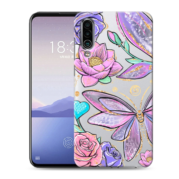 Силиконовый чехол на Meizu 16Xs с принтом Бабочки и цветы
