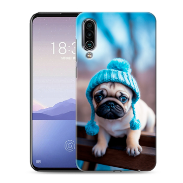 Силиконовый чехол на Meizu 16Xs с принтом Мопс в шапке