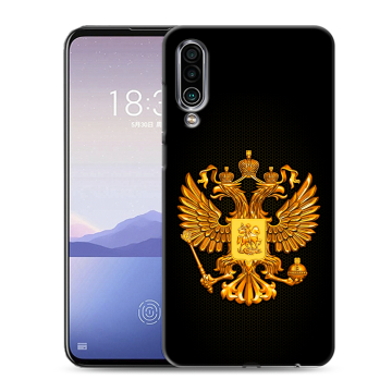 Силиконовый чехол на Meizu 16Xs с принтом Герб России желтый