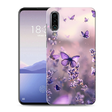 Силиконовый чехол на Meizu 16Xs с принтом бабочки и лаванда