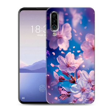 Силиконовый чехол на Meizu 16Xs с принтом цветы бабочки