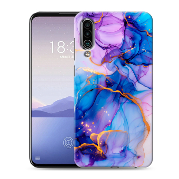 Силиконовый чехол на Meizu 16Xs с принтом синий мрамор