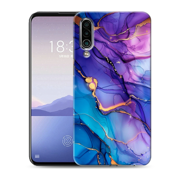 Силиконовый чехол на Meizu 16Xs с принтом синий мрамор