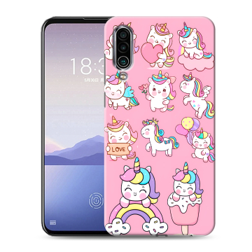 Силиконовый чехол на Meizu 16Xs с принтом Единороги и радуга