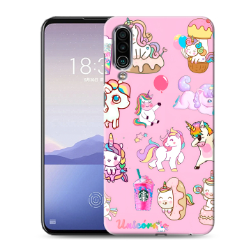 Силиконовый чехол на Meizu 16Xs с принтом розовые единороги