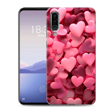 Силиконовый чехол на Meizu 16Xs с принтом розовые сердечки