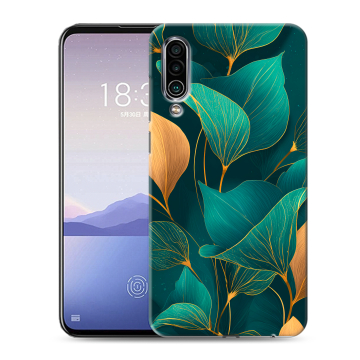 Силиконовый чехол на Meizu 16Xs с принтом Листья и золото