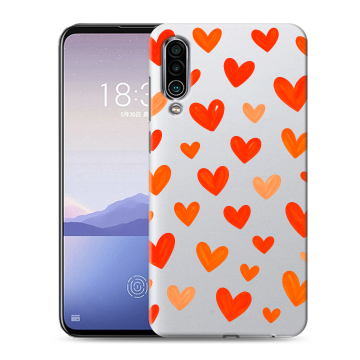 Силиконовый чехол на Meizu 16Xs с принтом Сердечки