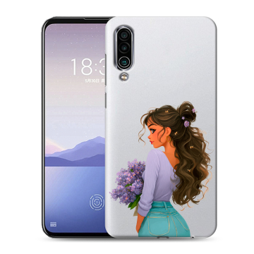 Силиконовый чехол на Meizu 16Xs с принтом девушка цветы