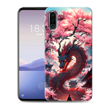 Силиконовый чехол на Meizu 16Xs с принтом Дракон Японский